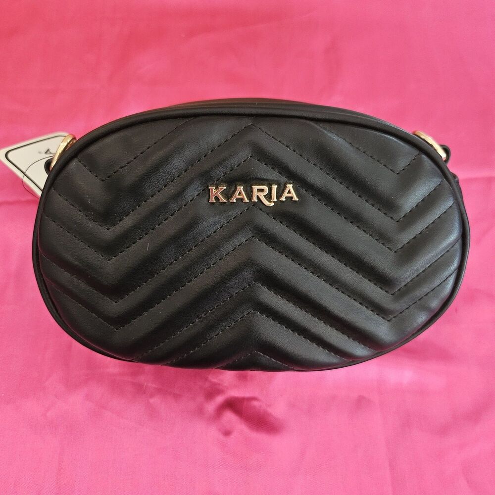 New Black/Gold Karia Convertible Crossbody Purse Fanny Pack Bum Bag